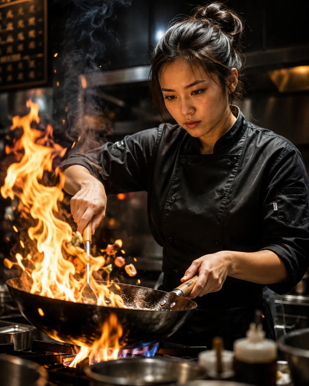 Female Wok Chef